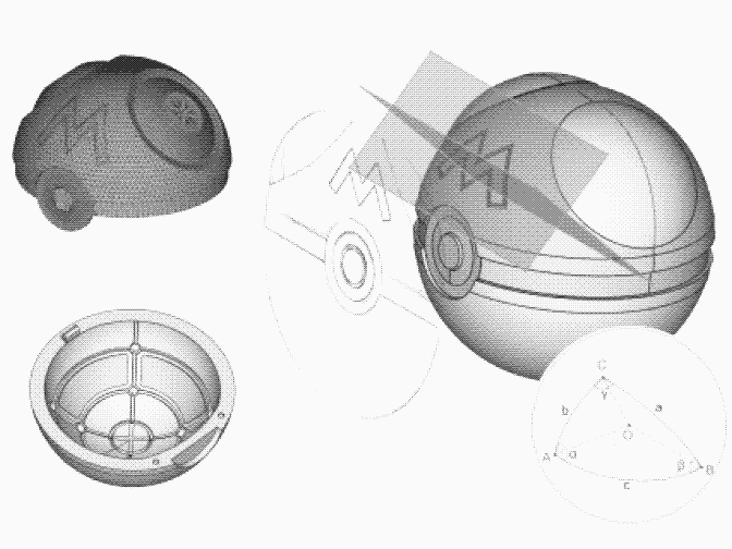 Modélisation sous FreeCAD : maillage pour l'impression 3D, assemblage avec miroir à l'intérieur, projection sur une sphère